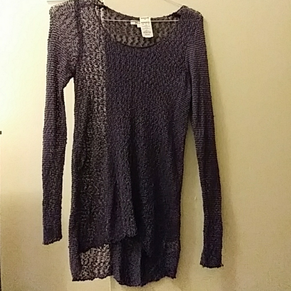 NWT open knit high low sweater dark purple